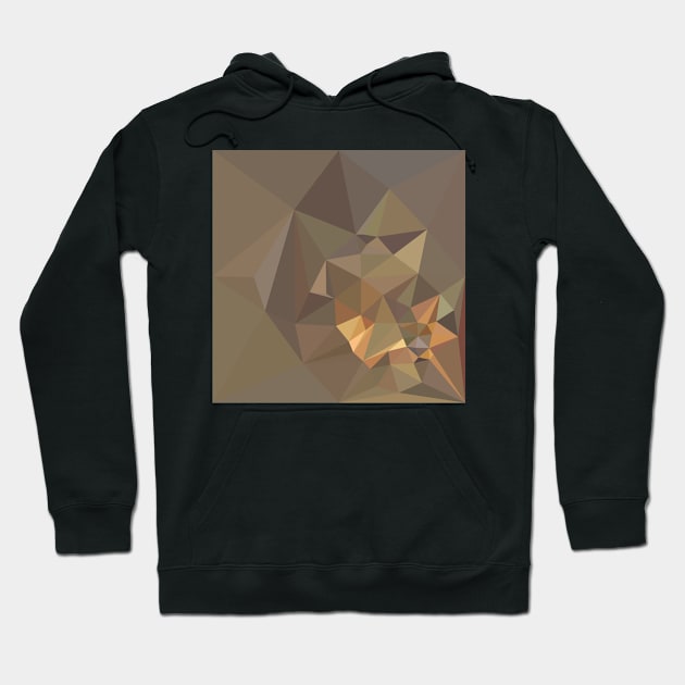 Dark Tan Brown Abstract Low Polygon Background Hoodie by retrovectors